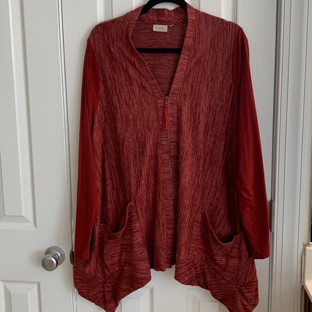 Logo brand light weight knit jacket 1X
